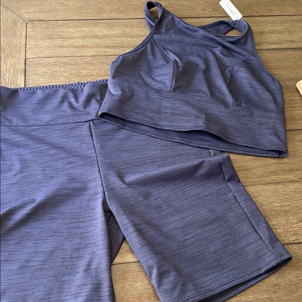 Navy Adore Me Athletic Crop Top and Shorts Set medium NEW NWT!!